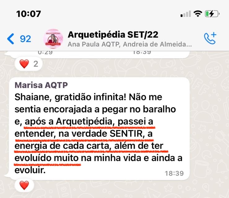Depoimento de Marisa sobre a formação com Shaiane Minosso
